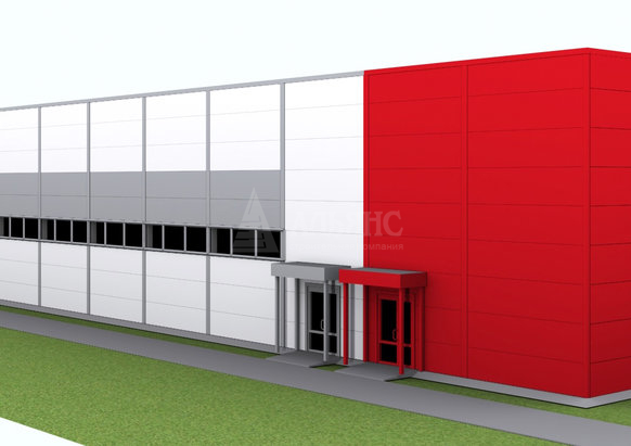 3D визуализация Производственное здание с АБК из сэндвич-панелей - фото 1